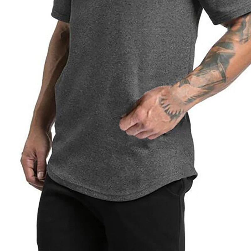 BC Faith Over Fear Print Cotton Hoodie Gym Fitness Bodybuilding Training Muscle Shirt Men's Sport Short Sleeve Breathable T-shirt