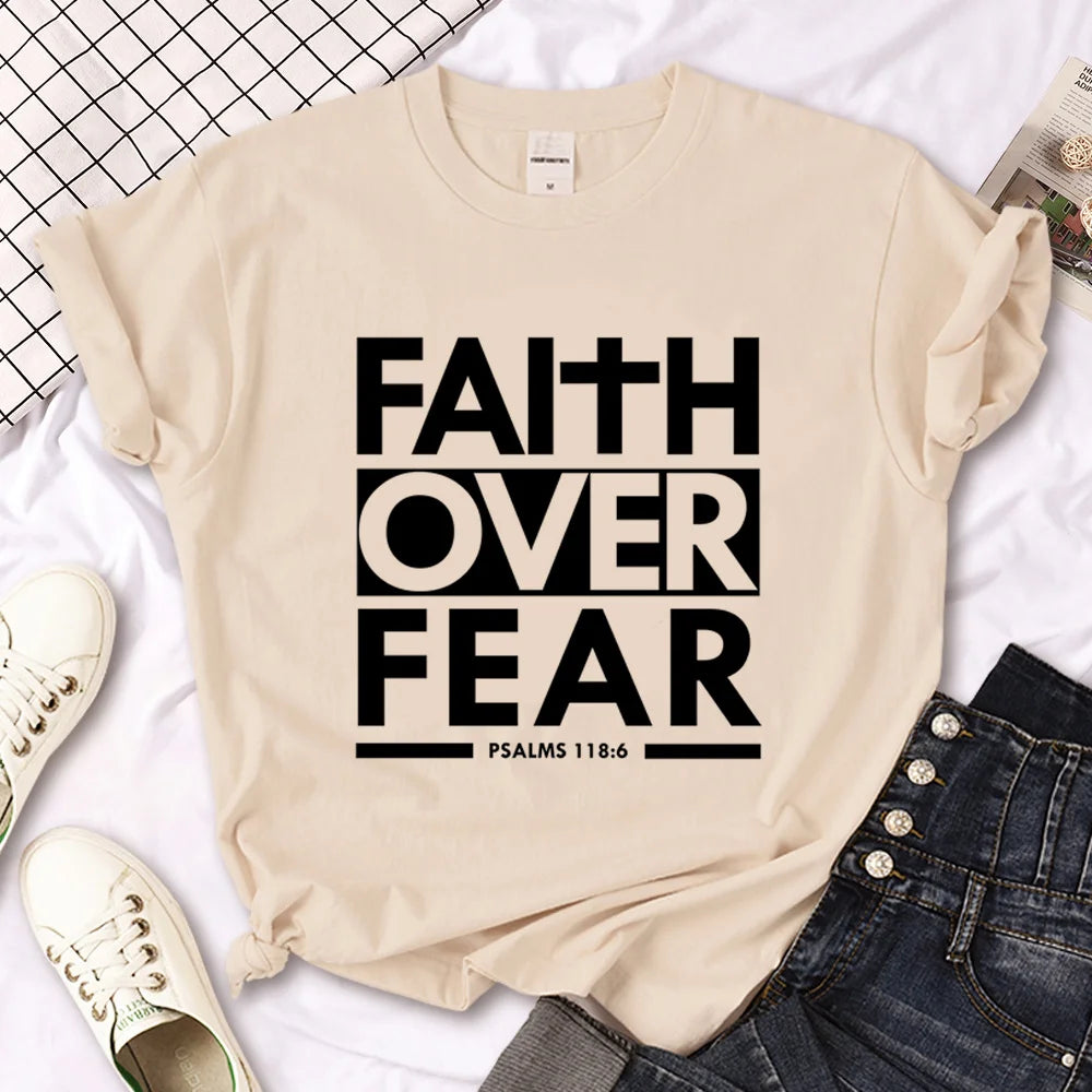 BC Bible Faith Jesus t shirt women Japanese Tee girl manga designer streetwear clothing