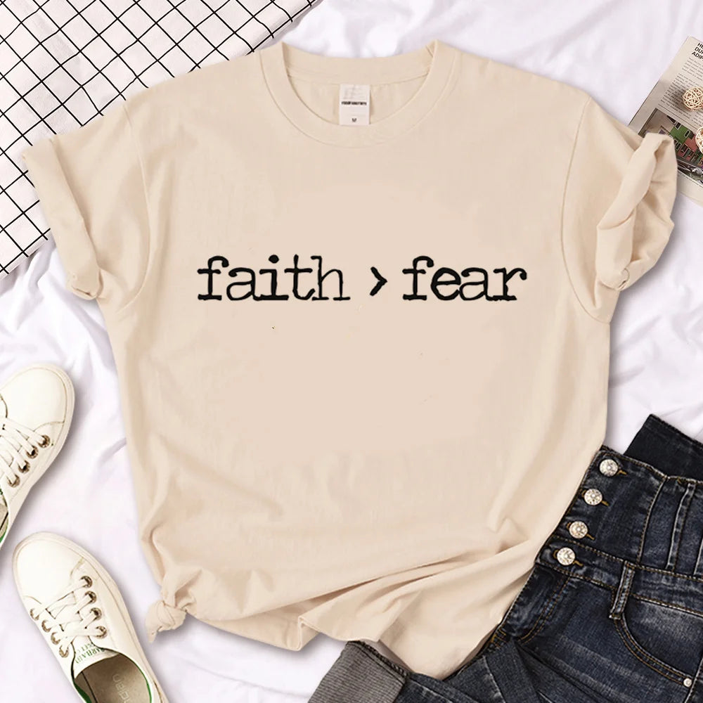 BC Bible Faith Jesus t shirt women Japanese Tee girl manga designer streetwear clothing
